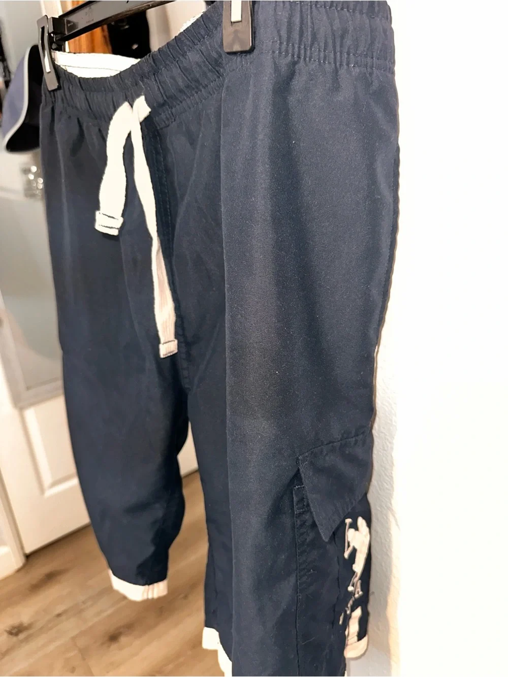 U.S. Polo Assn. Navy Swim Board Shorts with White Drawstring